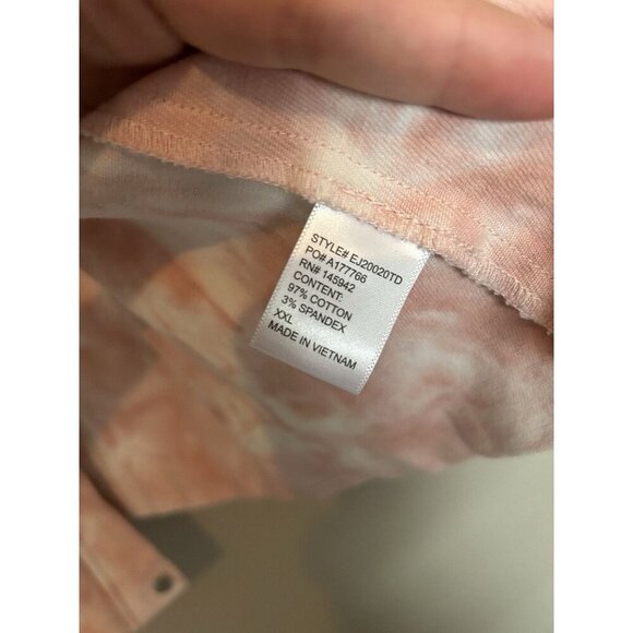 Eden Society Women XL Blush Pink Tie Dye Full Zip Cargo Military Jacket Cotton - Picture 4 of 11